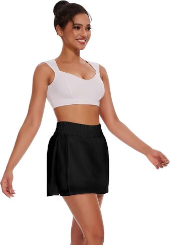 Tennis Skirt Running Shorts for Women High Waisted Golf Yoga Athletic Shorts with Pockets in Saudi Arabia