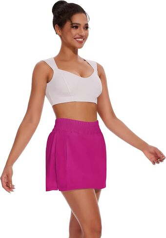 Tennis Skirt Running Shorts for Women High Waisted Golf Yoga Athletic Shorts with Pockets in Saudi Arabia