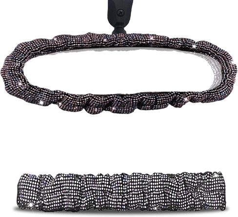Bling Rearview Mirror Accessories, Elastic Band Car Rearview Mirror Cover with Shiny Rhinestones for Women Girl, Universal Car Interior Accessories Fits All Cars (White) in Saudi Arabia