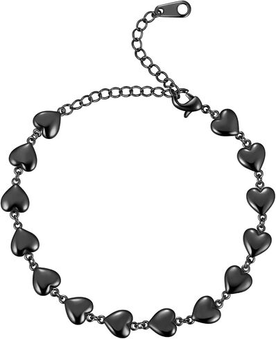 beautlace Heart-Link Bracelet Adjustable Bracelets Silver/18K Gold/Black Gun Plated Love Heart Charm Jewelry Gifts for Women KB0029 in Kuwait