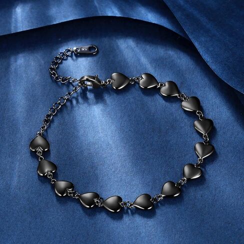 beautlace Heart-Link Bracelet Adjustable Bracelets Silver/18K Gold/Black Gun Plated Love Heart Charm Jewelry Gifts for Women KB0029 in Kuwait