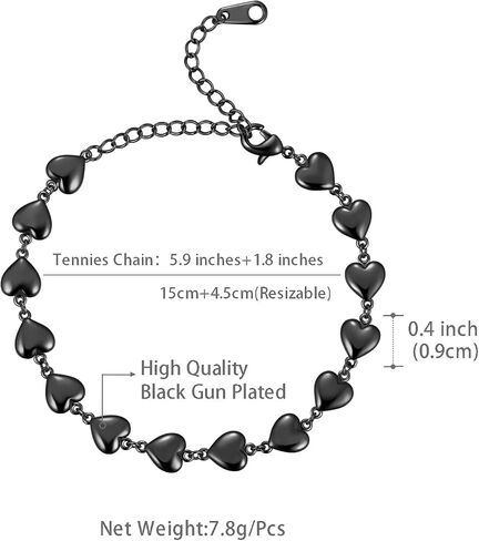 beautlace Heart-Link Bracelet Adjustable Bracelets Silver/18K Gold/Black Gun Plated Love Heart Charm Jewelry Gifts for Women KB0029 in Kuwait