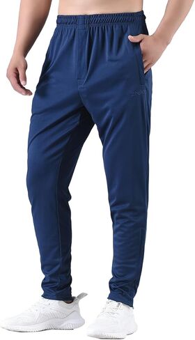Men's Active Athletic Workout Track Pants Jogger Sweatpants for Men with Zipper Fly and Pockets Fit Football Pants in Saudi Arabia