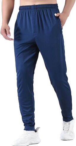 Men's Active Athletic Workout Track Pants Jogger Sweatpants for Men with Zipper Fly and Pockets Fit Football Pants in Saudi Arabia