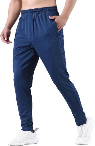 Men's Active Athletic Workout Track Pants Jogger Sweatpants for Men with Zipper Fly and Pockets Fit Football Pants in Saudi Arabia