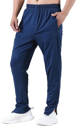 Men's Active Athletic Workout Track Pants Jogger Sweatpants for Men with Zipper Fly and Pockets Fit Football Pants in Saudi Arabia