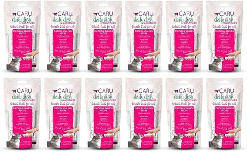 CARU Daily Dish Smoothies Chicken & Salmon Recipe Lickable Treat (Pack of 4-14g Tubes, 56 g/2 oz) in Kuwait