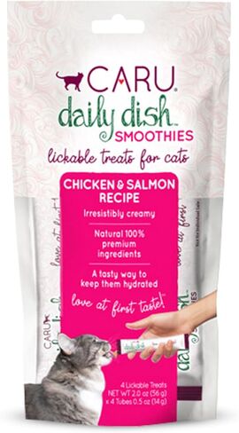 CARU Daily Dish Smoothies Chicken & Salmon Recipe Lickable Treat (Pack of 4-14g Tubes, 56 g/2 oz) in Kuwait