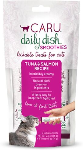 CARU Daily Dish Smoothies Chicken & Salmon Recipe Lickable Treat (Pack of 4-14g Tubes, 56 g/2 oz) in Kuwait