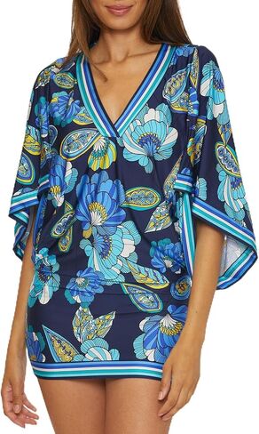 Trina Turk Women's Standard Pirouette Casablanca Dress, V-Neck, Floral Print, Casual, Beach Cover Ups in Saudi Arabia