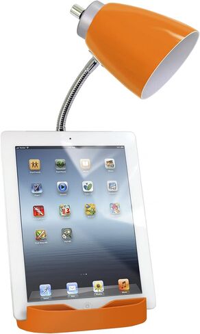 تصاميم بسيطة LD1056-ORG مصباح مكتب منظم مع حامل iPad/الكمبيوتر اللوحي أو حامل الكتب ومنفذ USB، برتقالي in Kuwait
