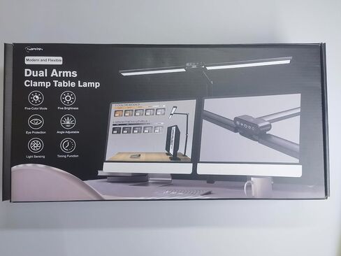 Hapfish LED Desk Lamp for Home Office with Charger - 12W Desk Light Bar, 25 Lighting Modes, Eye-Caring Modern Flexible Gooseneck Clamp Table Lamps for Office Study Monitor Workbench in Saudi Arabia