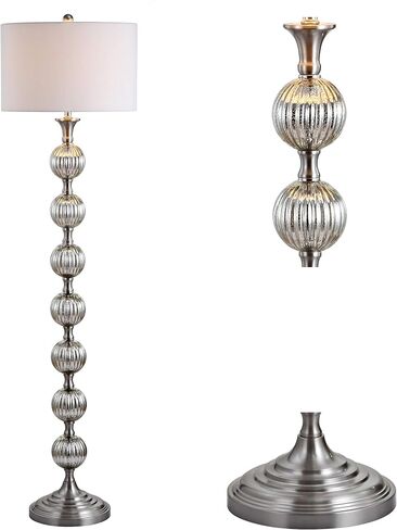 JONATHAN Y JYL1019A Oslo 60.5" Glass/Metal LED Floor Lamp, Contemporary, Modern, Traditional, Elegant, Office, Living Room, Family Room, Dining Room, Bedroom, Hallway, Foyer, Mercury Silver in Saudi Arabia