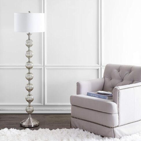 JONATHAN Y JYL1019A Oslo 60.5" Glass/Metal LED Floor Lamp, Contemporary, Modern, Traditional, Elegant, Office, Living Room, Family Room, Dining Room, Bedroom, Hallway, Foyer, Mercury Silver in Saudi Arabia