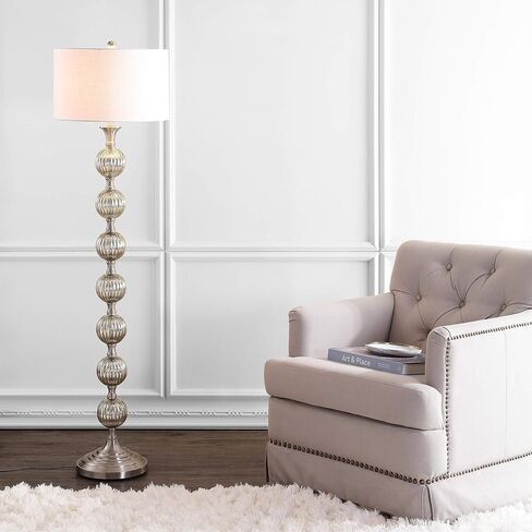 JONATHAN Y JYL1019A Oslo 60.5" Glass/Metal LED Floor Lamp, Contemporary, Modern, Traditional, Elegant, Office, Living Room, Family Room, Dining Room, Bedroom, Hallway, Foyer, Mercury Silver in Saudi Arabia