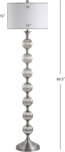 JONATHAN Y JYL1019A Oslo 60.5" Glass/Metal LED Floor Lamp, Contemporary, Modern, Traditional, Elegant, Office, Living Room, Family Room, Dining Room, Bedroom, Hallway, Foyer, Mercury Silver in Saudi Arabia
