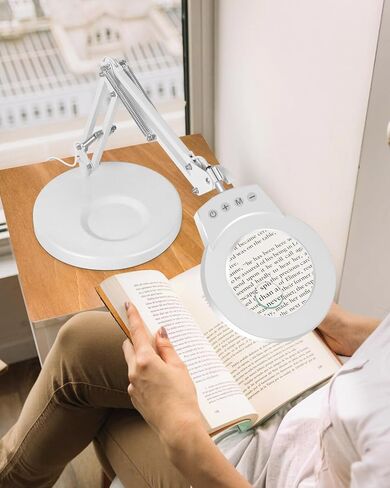 10X 5X Magnifying Glass with Light and Stand, Desktop Lighted Magnifier Desk Lamp for Soldering, Jewelry Making, Cross Stitch, Sewing, Crafts, Reading, Light Adjustments, Head Controller in Saudi Arabia