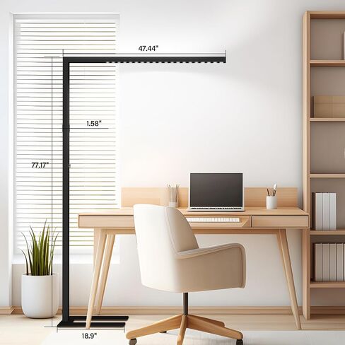 STERREN 77" LED Floor Lamp, 7350LM Dimmable Eye-care Standing Piano Lamp, 70W Modern Tall Reading Light Bright Lighting for Office Living Room Bedroom, 4000K Natural Daylight - Black in Saudi Arabia
