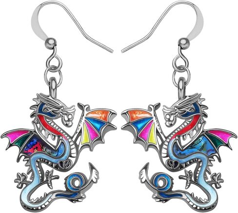 Enamel Alloy Fantasy Dinosaur Dragon Earrings Drop Dangle Fashion Jewelry For Women Girls Charm Gift in Saudi Arabia