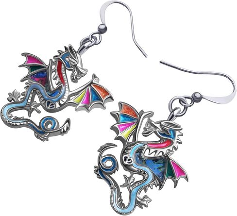 Enamel Alloy Fantasy Dinosaur Dragon Earrings Drop Dangle Fashion Jewelry For Women Girls Charm Gift in Saudi Arabia
