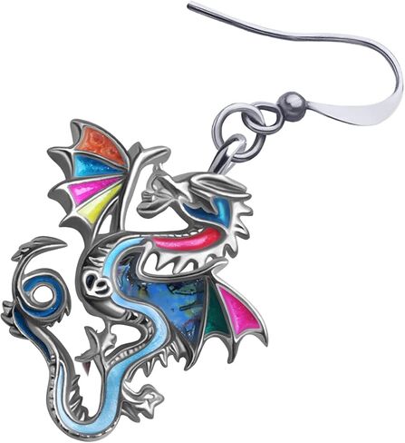 Enamel Alloy Fantasy Dinosaur Dragon Earrings Drop Dangle Fashion Jewelry For Women Girls Charm Gift in Saudi Arabia