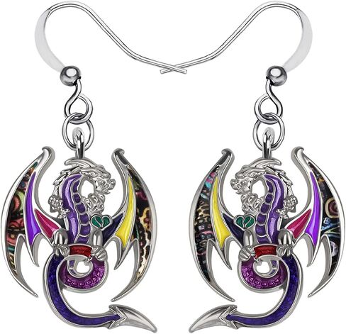 Enamel Alloy Fantasy Dinosaur Dragon Earrings Drop Dangle Fashion Jewelry For Women Girls Charm Gift in Saudi Arabia