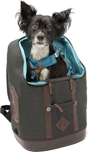 Kurgo Dog Carrier Backpack for Small Pets - Dogs & Cats | TSA Airline Approved | Cat | Hiking or Travel | Waterproof Bottom | G-Train | Ruck Sack | Heather Grey in Kuwait