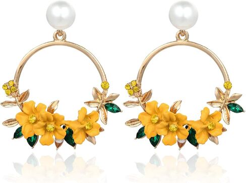 Fashion Charm flower wreath Dangle Earrings Minimalist flower Drop Earrings Lightweight Cute Earrings for Women Girls Gift Jewelry in Saudi Arabia