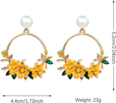 Fashion Charm flower wreath Dangle Earrings Minimalist flower Drop Earrings Lightweight Cute Earrings for Women Girls Gift Jewelry in Saudi Arabia