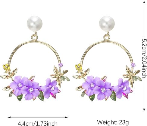 Fashion Charm flower wreath Dangle Earrings Minimalist flower Drop Earrings Lightweight Cute Earrings for Women Girls Gift Jewelry in Saudi Arabia