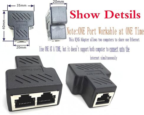 محول مقسم zdyCGTime RJ45 موصل LAN 1 أنثى إلى 2 أنثى، مناسب لشبكة إيثرنت فائقة الفئة 5، فئة 6 إيثرنت in Saudi Arabia