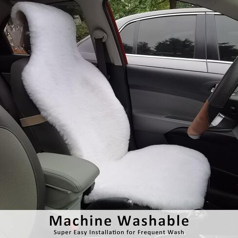 غطاء مقعد السيارة فو جلد الغنم الصوف وسادة مقعد السيارة 1 قطعة - أبيض in Kuwait