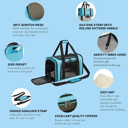 Cat Carrier Dog Carrier Pet Carrier Cat Bags for Small Medium Cats Dogs Puppies of 15 Lbs,of Airline Approved Small Dog Bag Soft Sided,Collapsible Travel Puppy Carrier (Medium, Black) in Kuwait