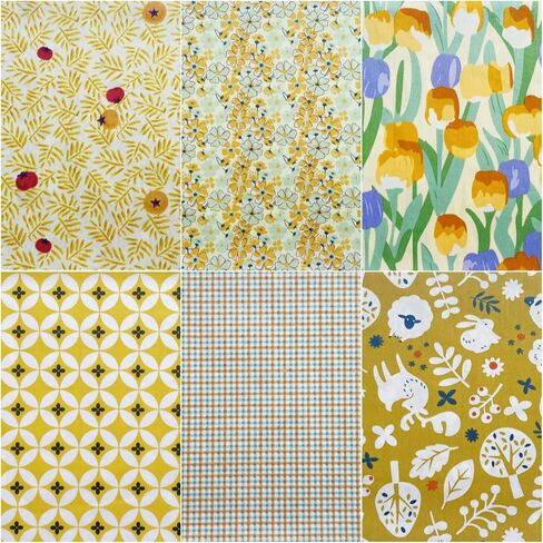 Yellow Floral Charm Packs for Quilting 5 inch, Fall Fabric Squares 5x5, 100% Cotton Fabric Scraps for Crafts, Precut Fabric Squares (42Pcs) in Saudi Arabia