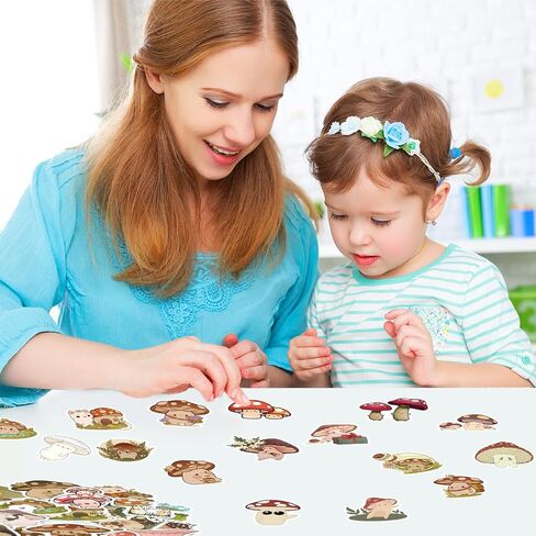 60pcs Mushroom Stickers for Kids, Cute Plump Mushroom Stickers Waterproof Vinyl Stickers Decorative Decals for Water Bottles Scrapbooking Notebooks Phone Cases Gift Bags Decor in Saudi Arabia