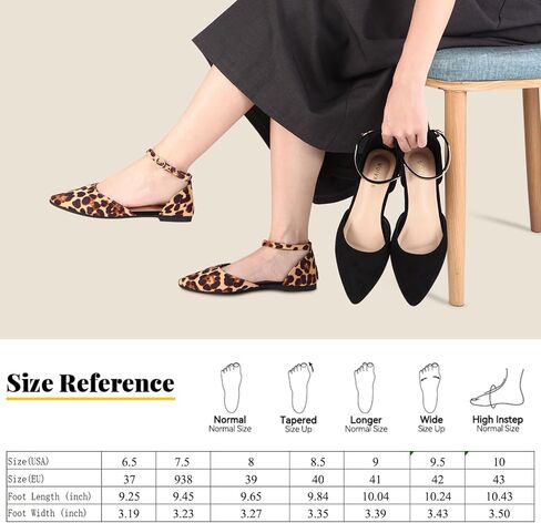 Women's Pointed Toe Flats Comfortable Ankle Strap Ballet Flats Leopard Print Suede Dress Flats Shoes for Casual Work in Saudi Arabia