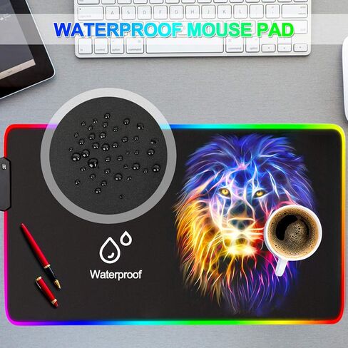 led Light Mouse pad pro Gaming Series RGB Mouse mat Large Leopard Mouse pad Colorful Extended Mousepad Gaming Anime Desk mat RGB (Lion（23.6x13.77x0.12inch）) in Saudi Arabia
