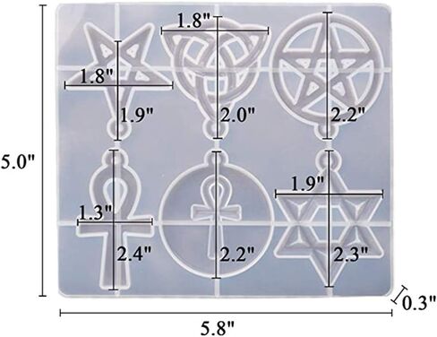 قطعتان من قوالب راتنج السيليكون، نجمة خماسية، عقدة سلتيك، صليب، قوالب راتنجات صب الإيبوكسي لصنع المجوهرات، الحرف اليدوية، القلادة، سلسلة المفاتيح، الزينة، ديكور المنزل in Kuwait
