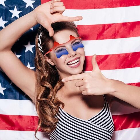 12Pcs American Flag Sunglasses Red White and Blue Star Glasses Patriotic Accessories 4th of July Party Supplies for Women Men in Saudi Arabia