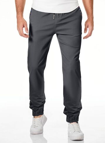 JMIERR Mens Casual Joggers Pants Cotton Drawstring Chino Hiking Pants Outdoor Twill Track Sweatpants with Pockets in Saudi Arabia