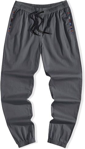 JMIERR Mens Casual Joggers Pants Cotton Drawstring Chino Hiking Pants Outdoor Twill Track Sweatpants with Pockets in Saudi Arabia