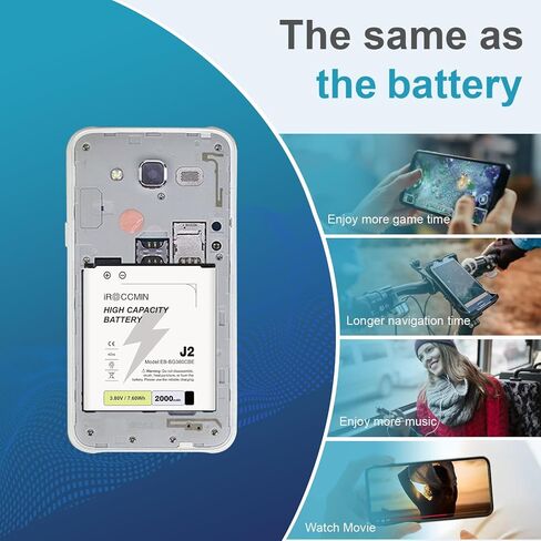 بطارية Galaxy J2، بطارية بديلة عالية السعة 2000 مللي أمبير في الساعة لهاتف Samsung Galaxy J2 G360 G360P G360T G360L G360V G360AZ G360M G360T1،EB-BG360CBE in Kuwait
