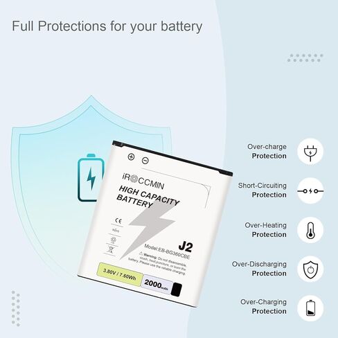 بطارية Galaxy J2، بطارية بديلة عالية السعة 2000 مللي أمبير في الساعة لهاتف Samsung Galaxy J2 G360 G360P G360T G360L G360V G360AZ G360M G360T1،EB-BG360CBE in Kuwait