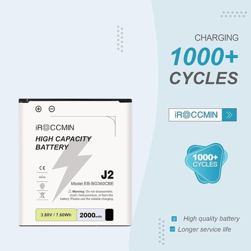 بطارية Galaxy J2، بطارية بديلة عالية السعة 2000 مللي أمبير في الساعة لهاتف Samsung Galaxy J2 G360 G360P G360T G360L G360V G360AZ G360M G360T1،EB-BG360CBE in Kuwait