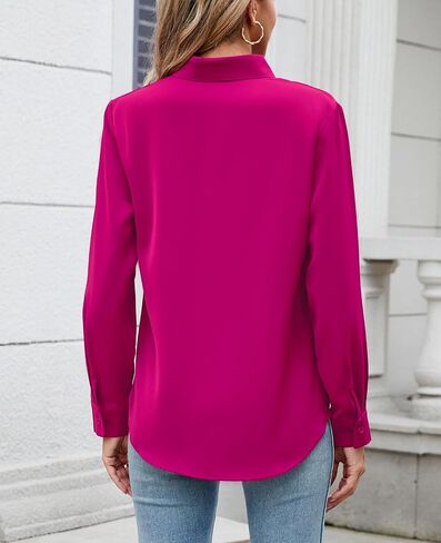 Womens Long Sleeve Button Down Shirt Ultra-Soft Stretch Wrinkle-Free Work Casual Business Office Blouse in Saudi Arabia
