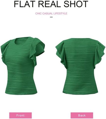 SHEWIN Womens Tops Casual Crewneck Ruffle Short Sleeve T Shirts Slim Fit Dressy Blouses in Saudi Arabia