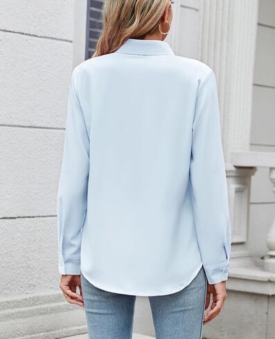 Womens Long Sleeve Button Down Shirt Ultra-Soft Stretch Wrinkle-Free Work Casual Business Office Blouse in Saudi Arabia