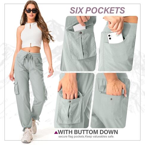 سراويل كارجو للسيدات خفيفة الوزن للركض سريعة الجفاف بعامل حماية من الأشعة فوق البنفسجية 50 للسفر والجولف وسفاري والتنزه سيرًا على الأقدام in Kuwait