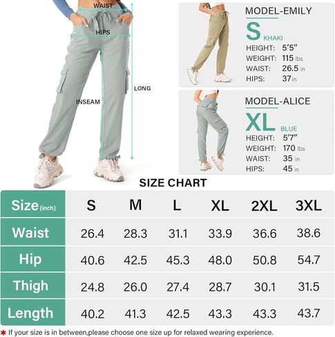 سراويل كارجو للسيدات خفيفة الوزن للركض سريعة الجفاف بعامل حماية من الأشعة فوق البنفسجية 50 للسفر والجولف وسفاري والتنزه سيرًا على الأقدام in Kuwait