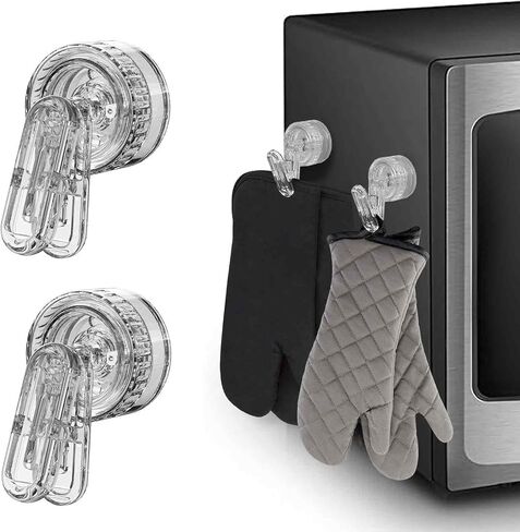 NHO Ovent Mitt Hanger - Twist Lock Suction Clips for Kitchen Stove Gloves - Hooks for Door - Towels Holder for Bathroom - Hanging Stuff for Cabinet Fridge Refrigerator - Black in Saudi Arabia